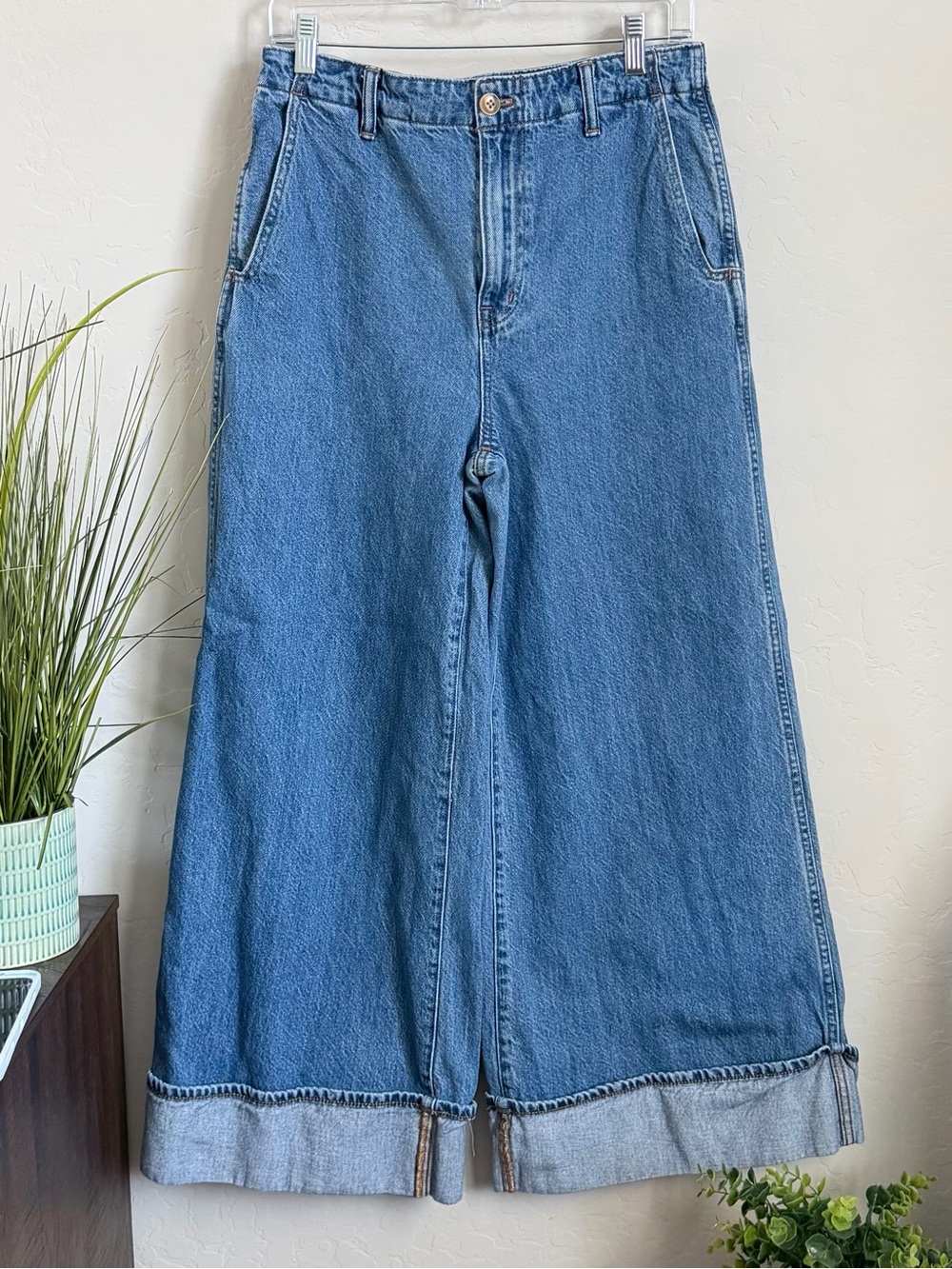 Madewell Wide Sweep Denim Trouser Jeans Size 27 Cuffed Wide Leg